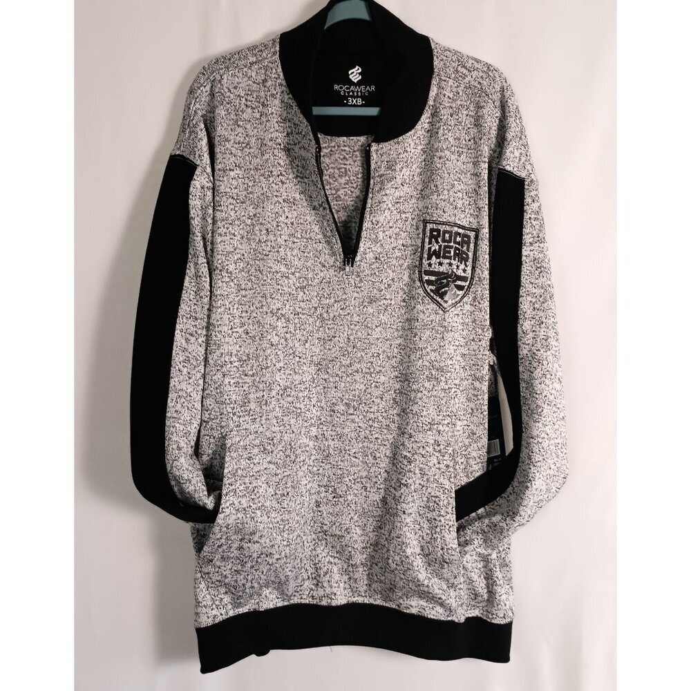 Rocawear Big & Tall Grey Full Zip Logo Sweater Jacket 3XB NWT Men’s $86